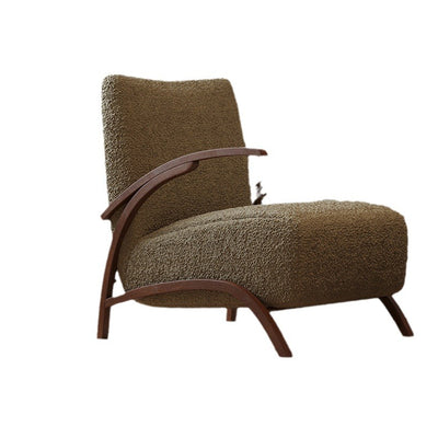 Contemporary Creative Teddy Fleece Carbon Steel Curved Square Accent Chair With Backrest Armrests For Living Room