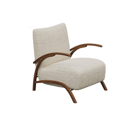 Contemporary Creative Teddy Fleece Carbon Steel Curved Square Accent Chair With Backrest Armrests For Living Room