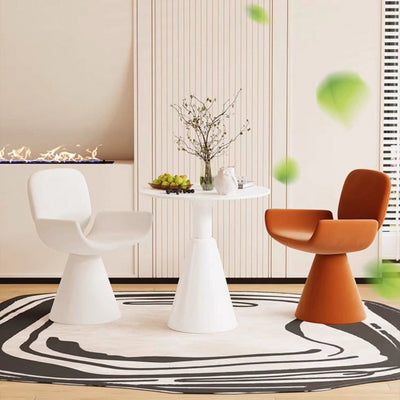 Modern Luxury Suede Solid Wood Curved Swivel Vanity Stool With Backrest For Bedroom