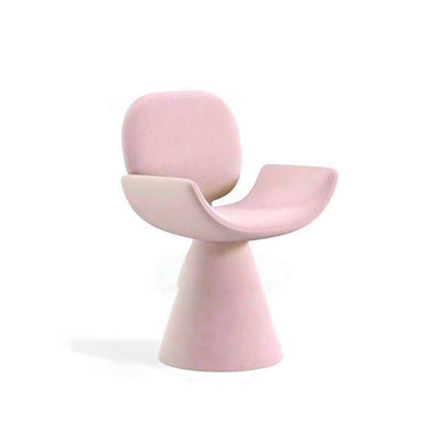 Modern Luxury Suede Solid Wood Curved Swivel Vanity Stool With Backrest For Bedroom