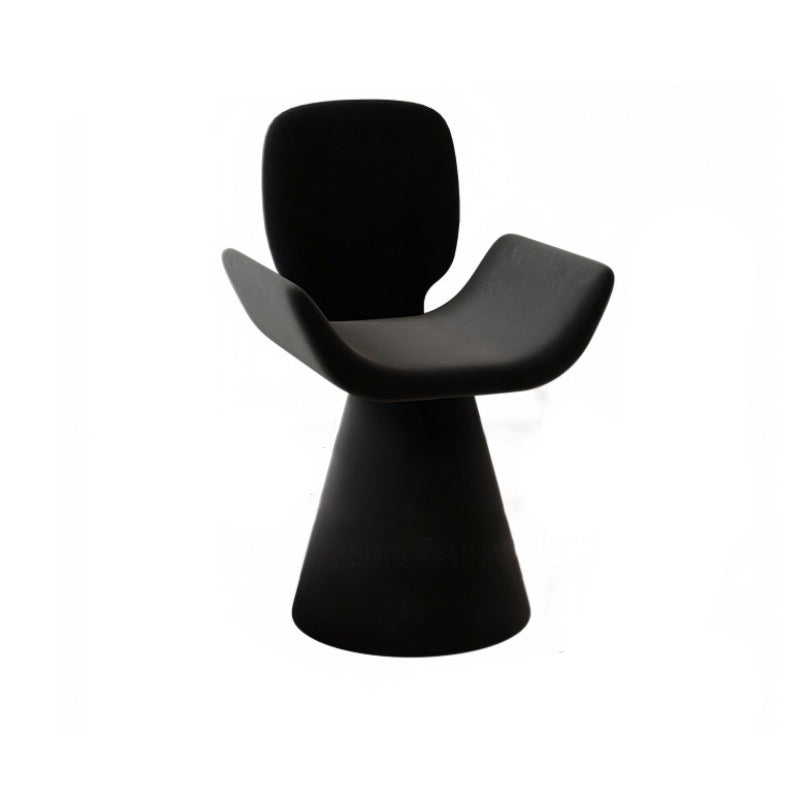 Modern Luxury Suede Solid Wood Curved Swivel Vanity Stool With Backrest For Bedroom