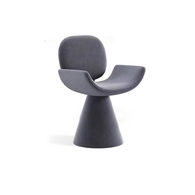 Modern Luxury Suede Solid Wood Curved Swivel Vanity Stool With Backrest For Bedroom