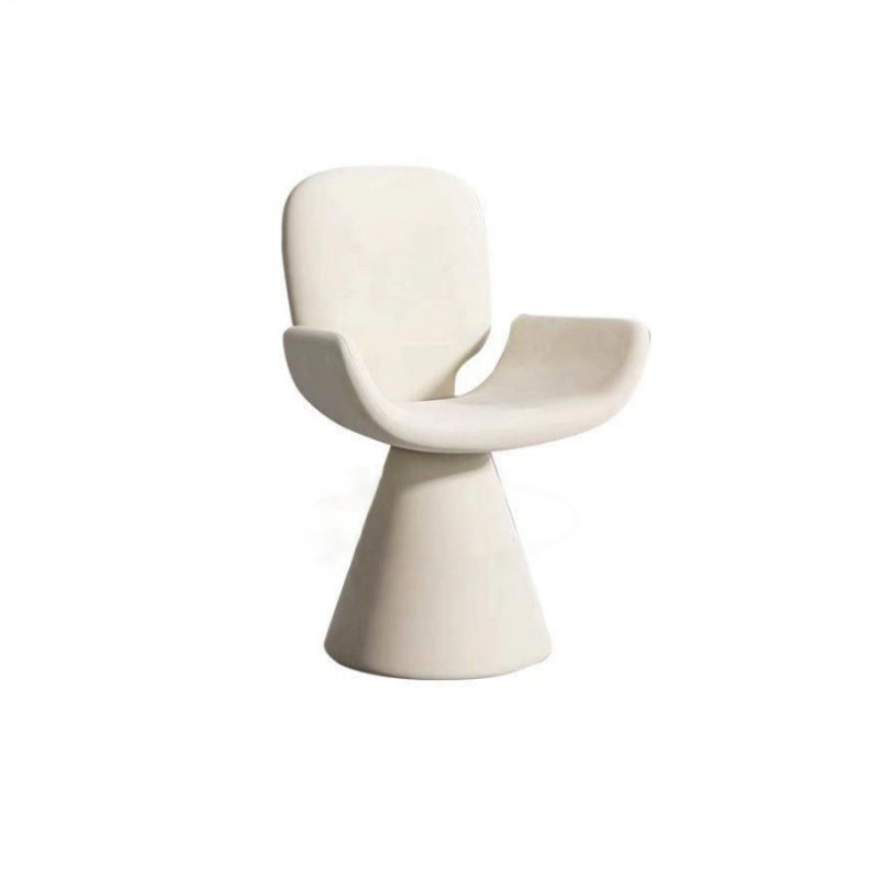 Modern Luxury Suede Solid Wood Curved Swivel Vanity Stool With Backrest For Bedroom