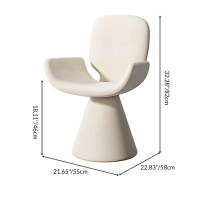 Modern Luxury Suede Solid Wood Curved Swivel Vanity Stool With Backrest For Bedroom