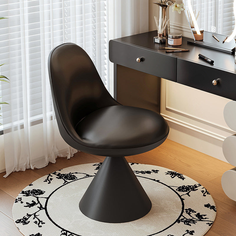 Traditional Chinese Linen Velvet Faux Leather Metal Curved Conical Round Vanity Stool With Backrest For Bedroom