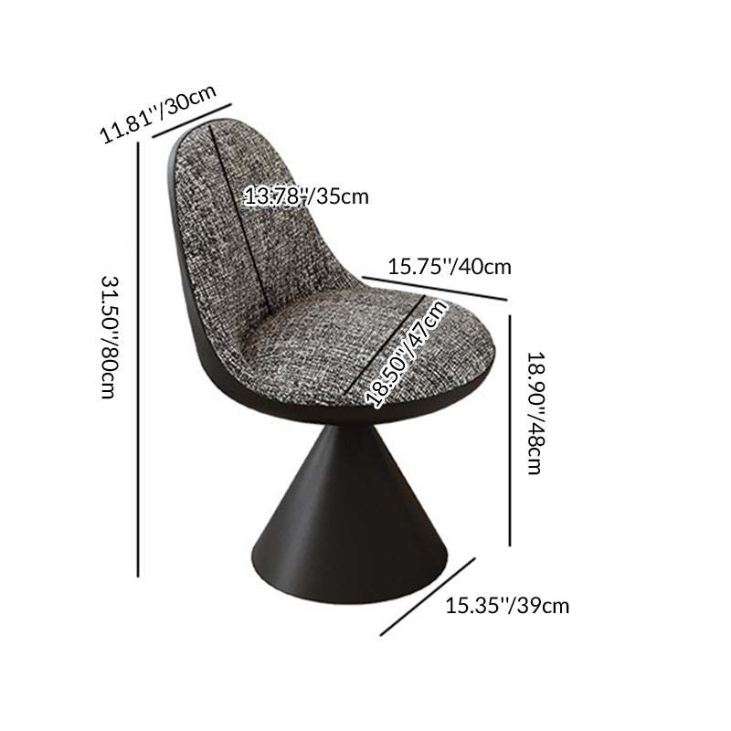 Traditional Chinese Linen Velvet Faux Leather Metal Curved Conical Round Vanity Stool With Backrest For Bedroom