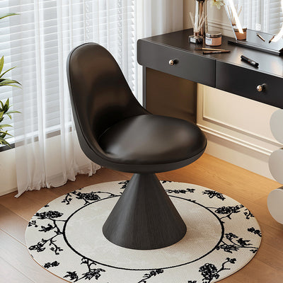 Traditional Chinese Linen Velvet Faux Leather Metal Curved Conical Round Vanity Stool With Backrest For Bedroom
