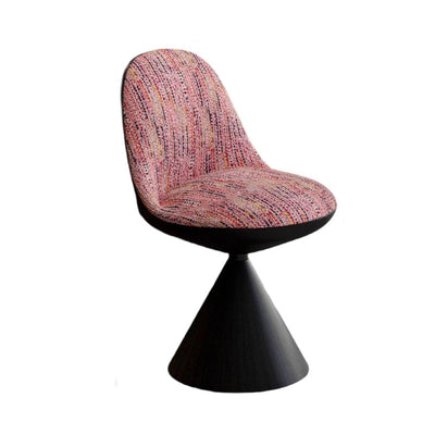 Traditional Chinese Linen Velvet Faux Leather Metal Curved Conical Round Vanity Stool With Backrest For Bedroom
