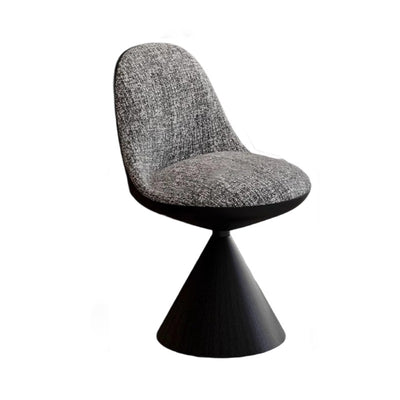 Traditional Chinese Linen Velvet Faux Leather Metal Curved Conical Round Vanity Stool With Backrest For Bedroom