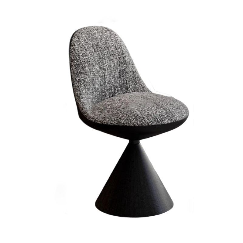 Traditional Chinese Linen Velvet Faux Leather Metal Curved Conical Round Vanity Stool With Backrest For Bedroom