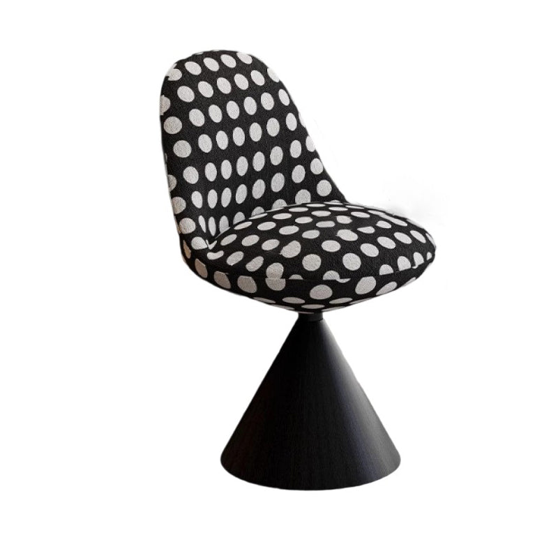 Traditional Chinese Linen Velvet Faux Leather Metal Curved Conical Round Vanity Stool With Backrest For Bedroom