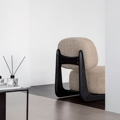 Traditional French Alpaca Wool Solid Wood Rounded Square Accent Chair With Backrest For Living Room