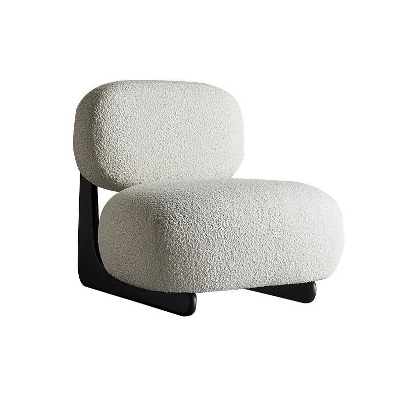 Traditional French Alpaca Wool Solid Wood Rounded Square Accent Chair With Backrest For Living Room