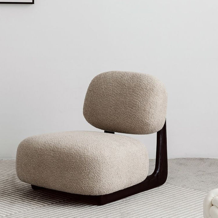 Chaise d’appoint carrée arrondie en bois massif avec dossier, en laine d’alpaga française traditionnelle, pour salon 