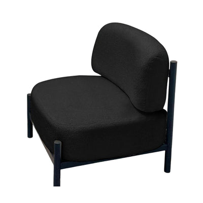 Modern Luxury Lambswool Solid Wood Metal Curved Square Accent Chair With Backrest For Living Room