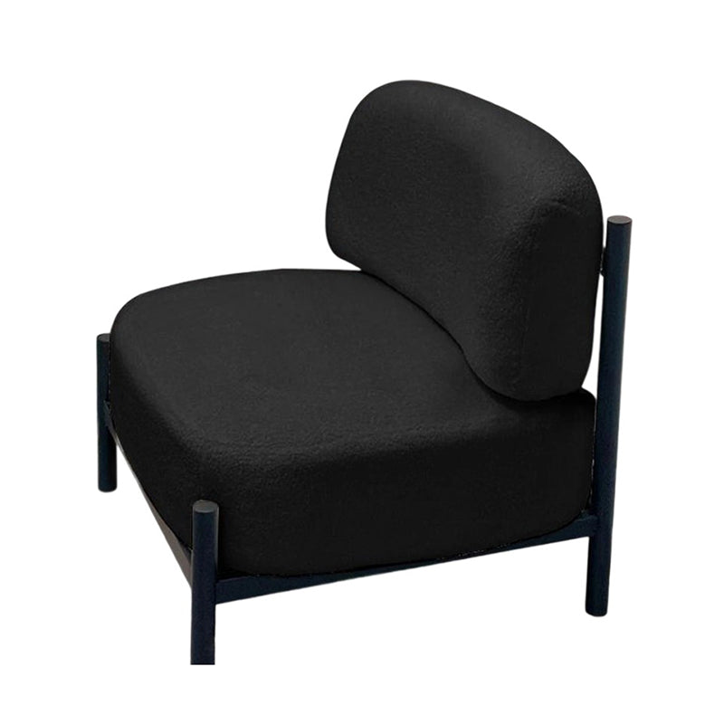 Modern Luxury Lambswool Solid Wood Metal Curved Square Accent Chair With Backrest For Living Room