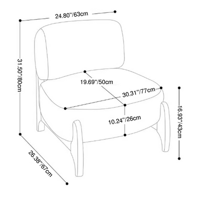 Modern Luxury Lambswool Solid Wood Metal Curved Square Accent Chair With Backrest For Living Room