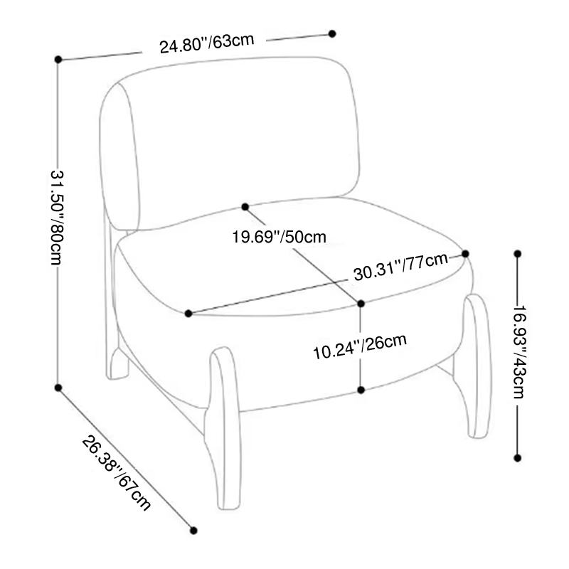 Modern Luxury Lambswool Solid Wood Metal Curved Square Accent Chair With Backrest For Living Room
