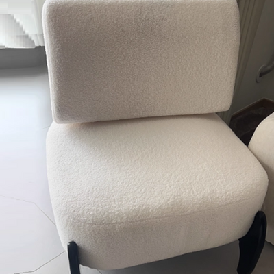 Modern Luxury Lambswool Solid Wood Metal Curved Square Accent Chair With Backrest For Living Room