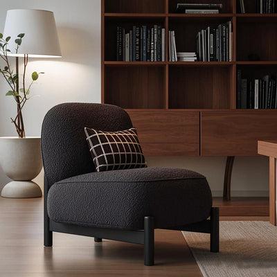 Traditional French Lambswool Metal Cylindrical Square Accent Chair With Backrest For Living Room