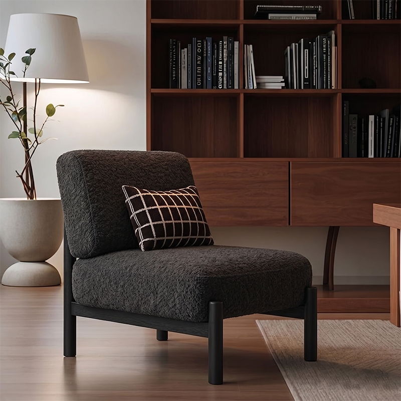Sillón auxiliar cuadrado cilíndrico de metal con tela sherpa de estilo francés tradicional con respaldo para sala de estar 