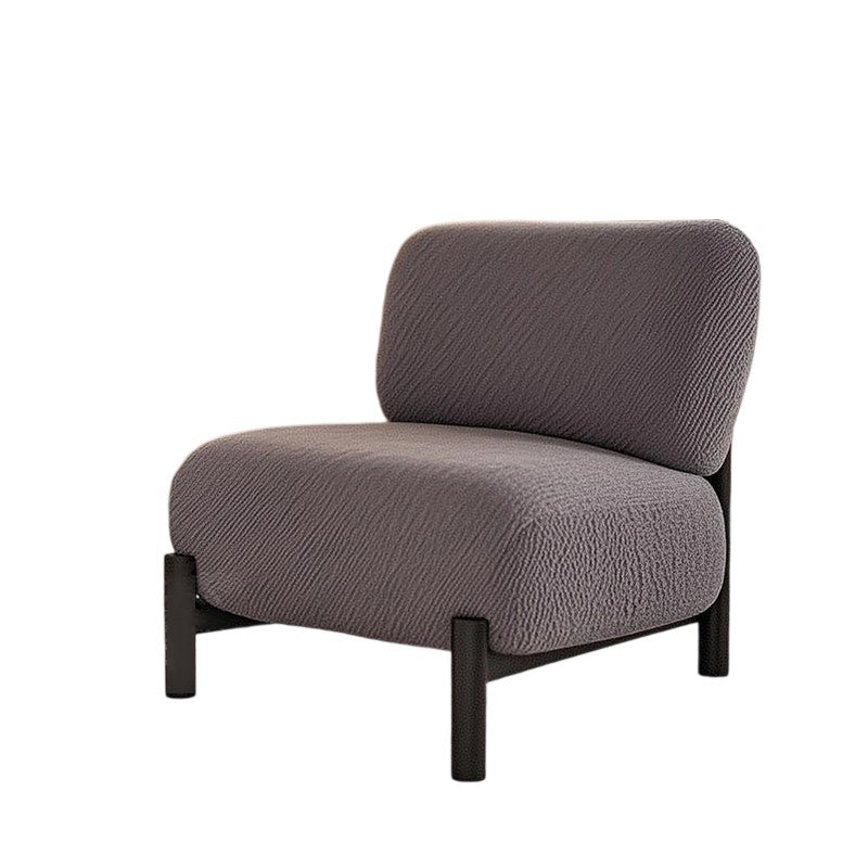 Traditional French Lambswool Metal Cylindrical Square Accent Chair With Backrest For Living Room