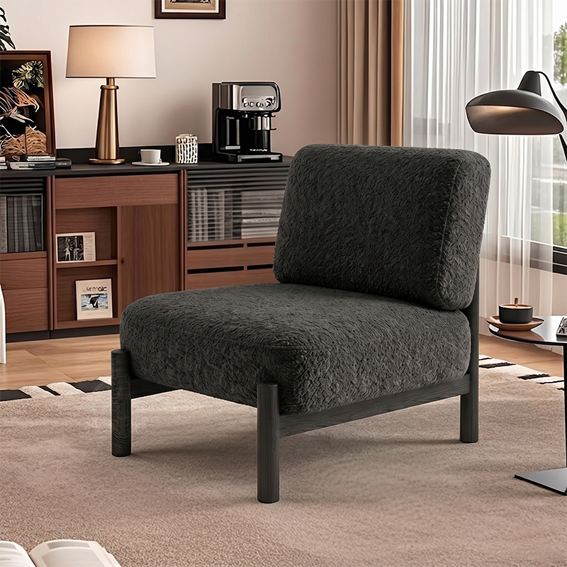Sillón auxiliar cuadrado cilíndrico de metal con tela sherpa de estilo francés tradicional con respaldo para sala de estar 