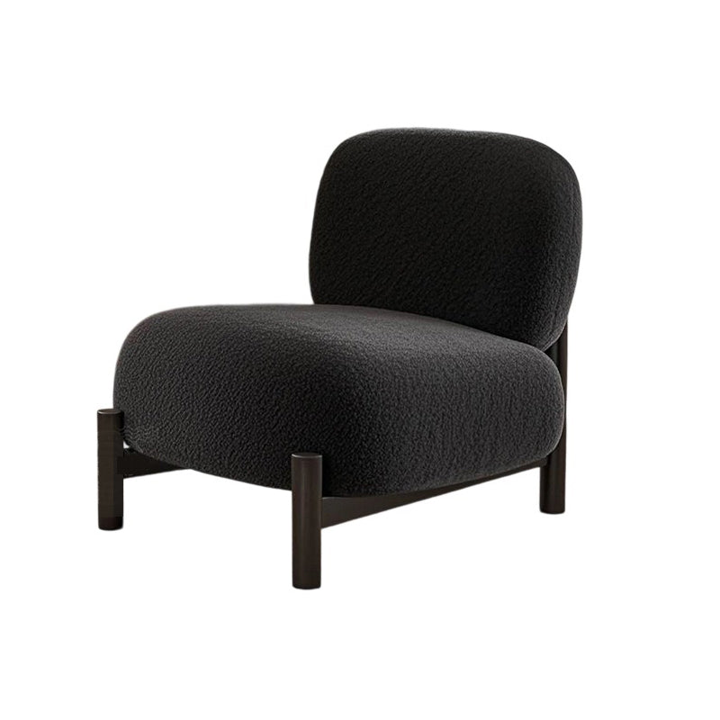 Traditional French Lambswool Metal Cylindrical Square Accent Chair With Backrest For Living Room