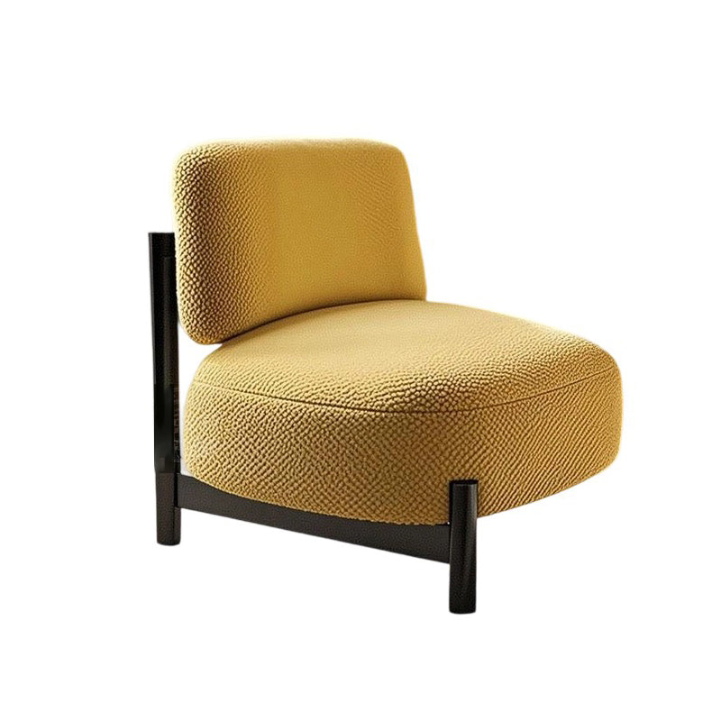 Traditional French Lambswool Metal Cylindrical Square Accent Chair With Backrest For Living Room