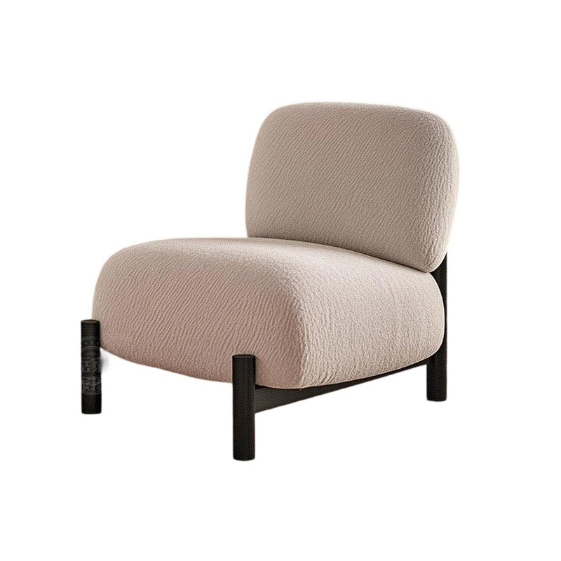Traditional French Lambswool Metal Cylindrical Square Accent Chair With Backrest For Living Room