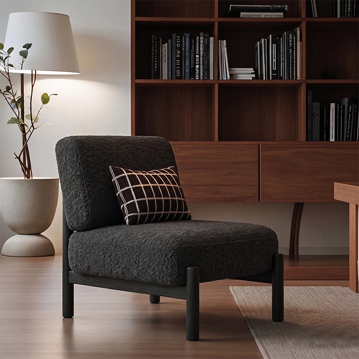 Sillón auxiliar cuadrado cilíndrico de metal con tela sherpa de estilo francés tradicional con respaldo para sala de estar 