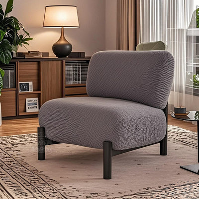 Traditional French Lambswool Metal Cylindrical Square Accent Chair With Backrest For Living Room