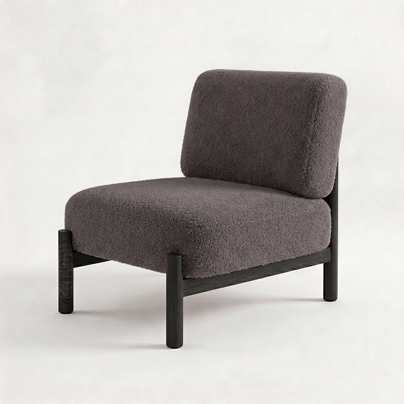 Sillón auxiliar cuadrado cilíndrico de metal con tela sherpa de estilo francés tradicional con respaldo para sala de estar 