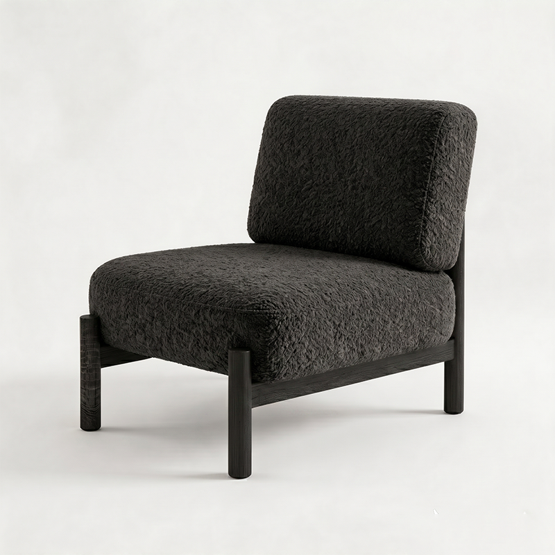 Sillón auxiliar cuadrado cilíndrico de metal con tela sherpa de estilo francés tradicional con respaldo para sala de estar 