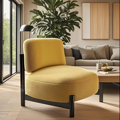 Traditional French Lambswool Metal Cylindrical Square Accent Chair With Backrest For Living Room