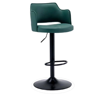 Contemporary Scandinavian Silicone Rubber Leather Iron Curved Round Bar Stool With Backrest Armrests For Dining Room