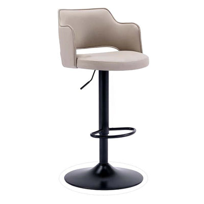 Contemporary Scandinavian Silicone Rubber Leather Iron Curved Round Bar Stool With Backrest Armrests For Dining Room