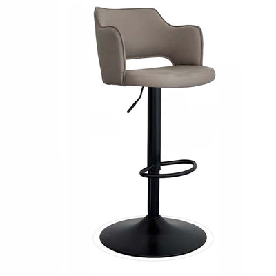 Contemporary Scandinavian Silicone Rubber Leather Iron Curved Round Bar Stool With Backrest Armrests For Dining Room