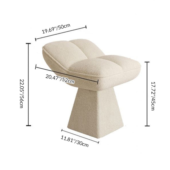 Moderner kreativer Schminkhocker aus Chenille-Stoff und Holzwerkstoff in quadratischer, konischer Form für das Schlafzimmer 