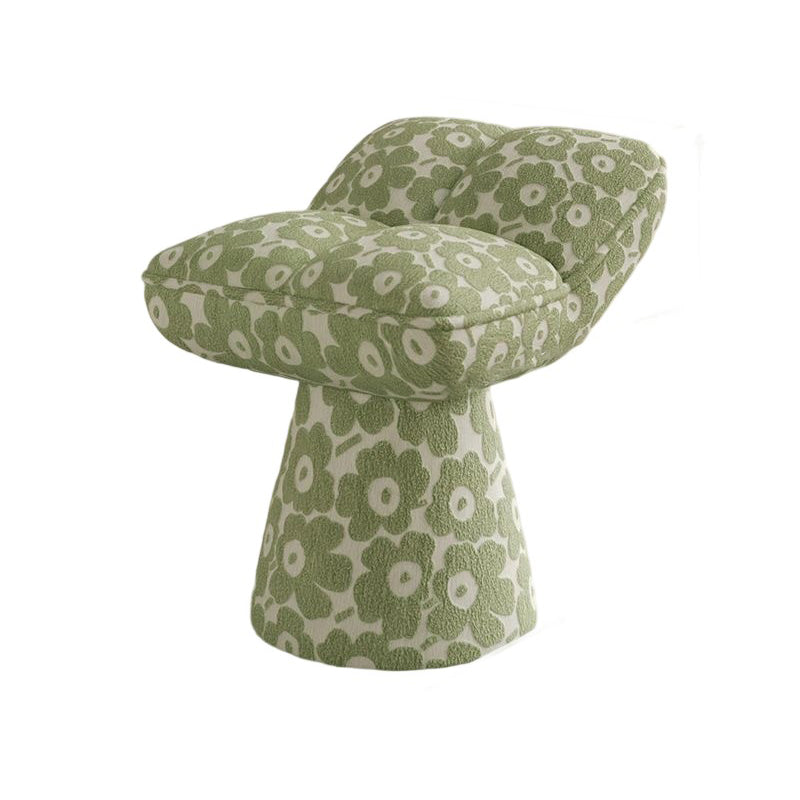 Contemporary Creative Chenille Wood Square Conical Vanity Stool For Bedroom