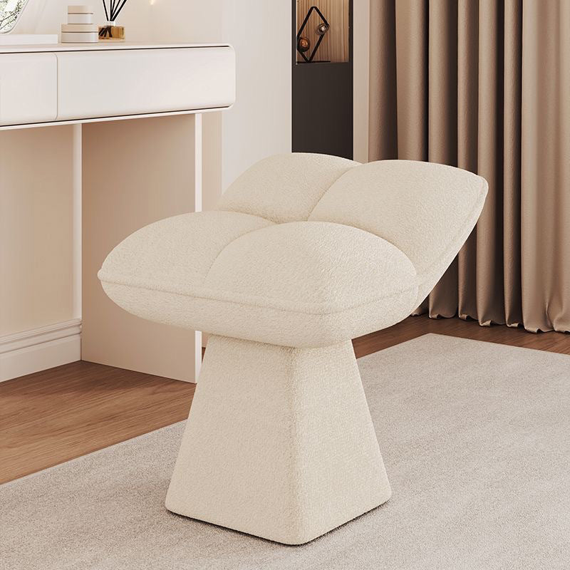 Contemporary Creative Chenille Wood Square Conical Vanity Stool For Bedroom