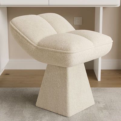 Contemporary Creative Chenille Wood Square Conical Vanity Stool For Bedroom