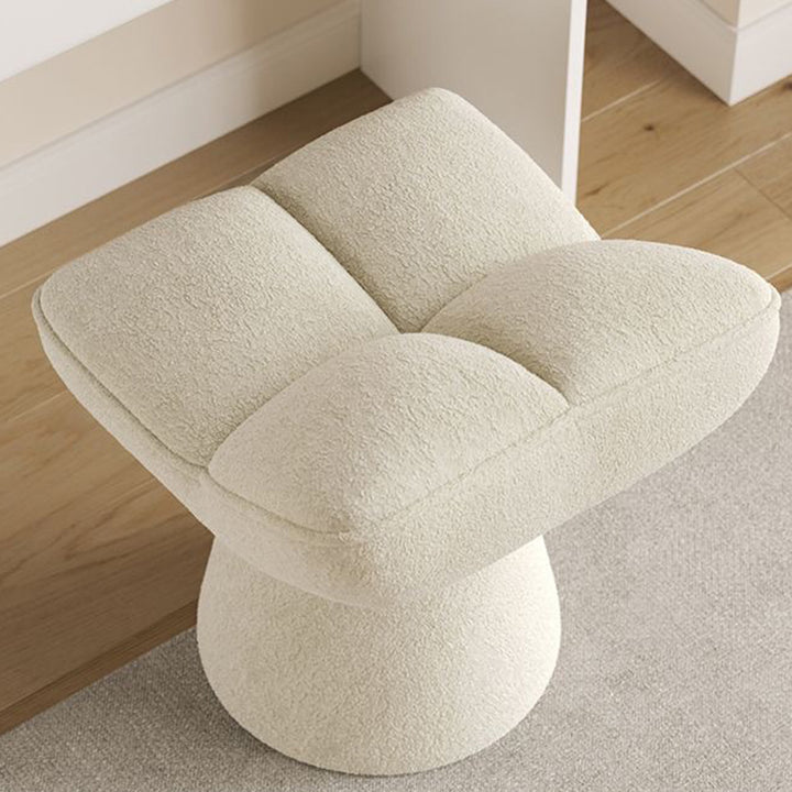 Moderner kreativer Schminkhocker aus Chenille-Stoff und Holzwerkstoff in quadratischer, konischer Form für das Schlafzimmer 