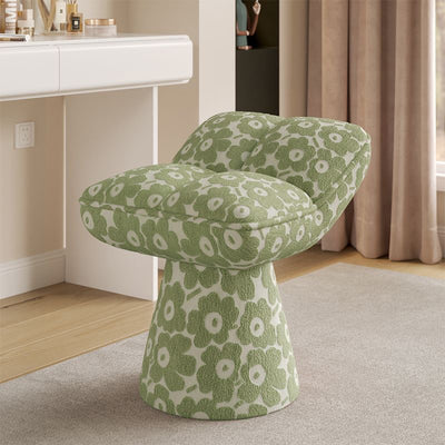 Contemporary Creative Chenille Wood Square Conical Vanity Stool For Bedroom