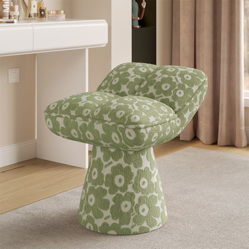 Contemporary Creative Chenille Wood Square Conical Vanity Stool For Bedroom