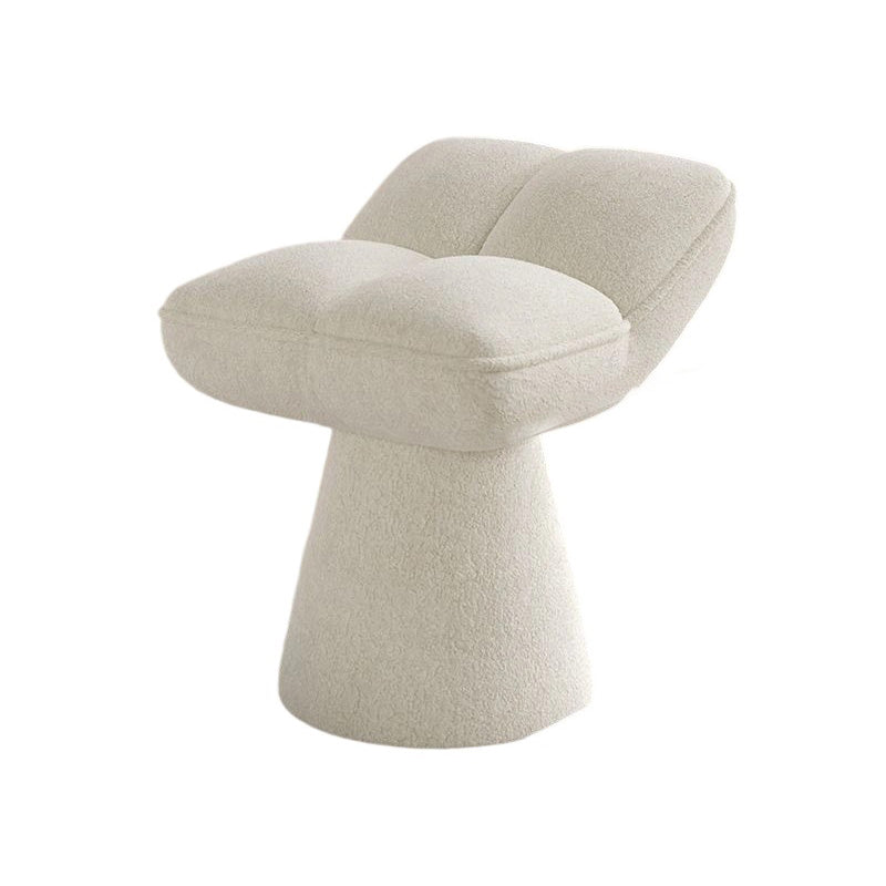 Contemporary Creative Chenille Wood Square Conical Vanity Stool For Bedroom