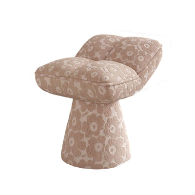 Contemporary Creative Chenille Wood Square Conical Vanity Stool For Bedroom