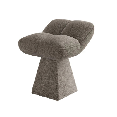 Contemporary Creative Chenille Wood Square Conical Vanity Stool For Bedroom