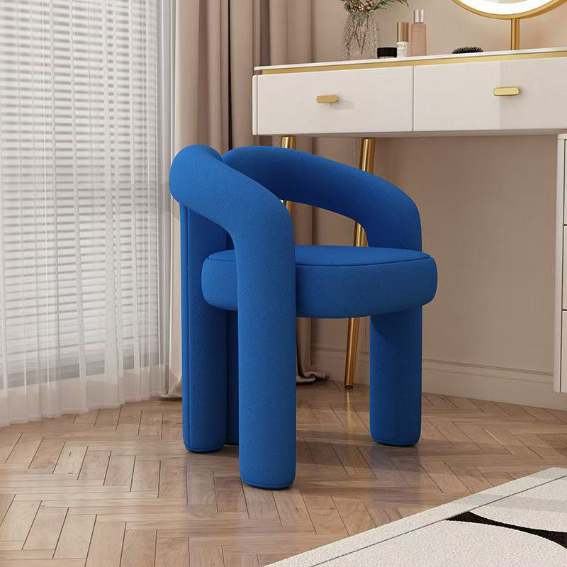 Contemporary Creative Velvet Carbon Steel M-Shaped Curved Vanity Stool With Backrest For Bedroom