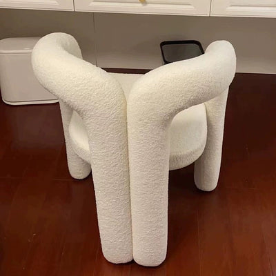 Contemporary Creative Velvet Carbon Steel M-Shaped Curved Vanity Stool With Backrest For Bedroom